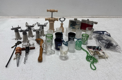 Assorted Shot Glasses & Wine Openers