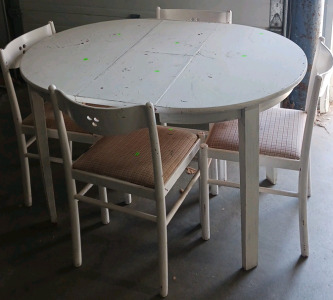White Kitchen Table - (4) White Chairs