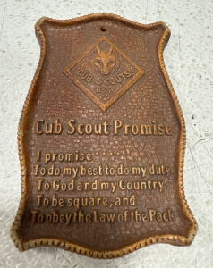 Faux Wood Cub Scout Promise BSA Wall Hanging 3.25" x 5" EUC