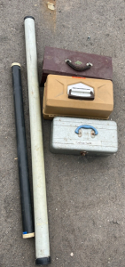 (3) Fishing Tackle Boxes (2) Unknown Brand Of Fishing Pole