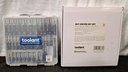 (1) Toolant - 34-Piece Nut Driver Bit Set, MnPhos Coating, Magnetic, SAE & Metric W/ Case