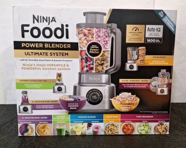 (1) Ninja Foodi Ultimate System - 1600-Watt W/ 64-Oz Pitcher, Nutrient Extraction Cup, XL Smoothie Bowl Maker, Dough Mixer & Shredder/Slicer/Grater