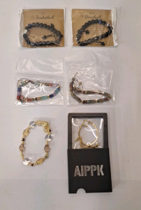 (6) Pieces Of Assorted Cosmetic Jewelry - Bracelets & (1) Box Of Assorted Amazon Overstock