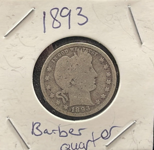 1893 Barber Quarter, Silver Composition, No Mint Mark, Charles E. Barber Design