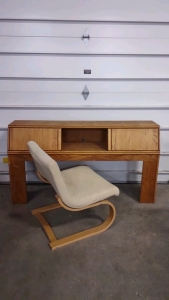 (1) 65"x 15"x 36" Cuboard Head Board Frame & (1) Lounge Chair