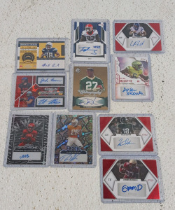 (10) Football Autograph Cards In Toploaders