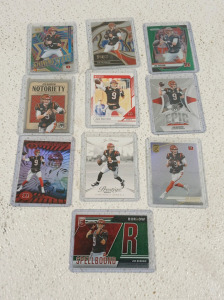 (10) Collectible Modern Joe Burrow Football Cards in Toploaders
