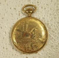 (1) 18k Gold Plated Horse Pocket Watch - 3
