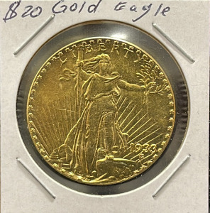 (Unverified) 1933 Saint-Gaudens Double Eagle Gold Coin, $20, Augustus Saint-Gaudens Design