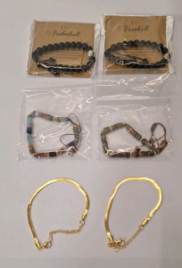 (6) Pieces Of Assorted Cosmetic Jewelry - Bracelets & (1) Box Of Assorted Amazon Overstock