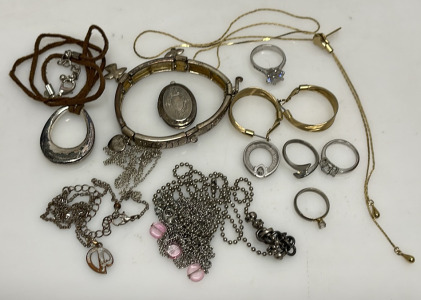 Jewelry Collection with Rings, Necklaces, Bracelets, Earrings, Silver & Gold Tone