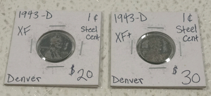 (2) 1943 D Steel Pennies