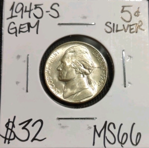 1945-S MS66 Gem Silver Jefferson Nickel