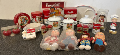 Campbell&rsquo;s Soup Dream, Dishes, Tins, Salt and Pepper Shakers, Bobble Heads, Banks, Dolls, Pots and Pans and More.
