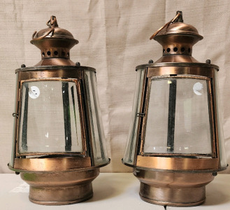 (2) Copper And Brass Masthead Nautical Oil Lanterns