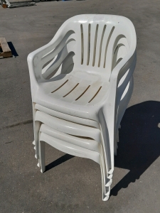 (5) White Plastic Chairs