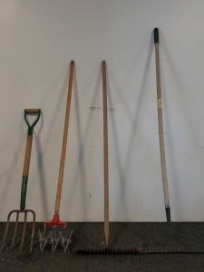 Rake, Tiller, Small Pitch Fork & Other Tool