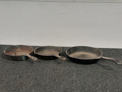 (3) Cast Iron Pans