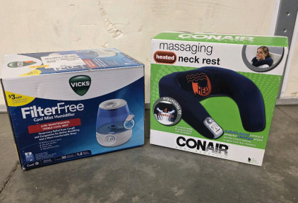 Massaging Neck Rest and Cool Mist Humidifier