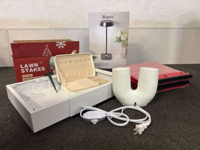 Cordless Table Lamp, Luna Dimmable LED Table Lamp, Glameer Pull Out Cabinet Organizer, Telliscoping Binders, Small Jewelry Boxes.