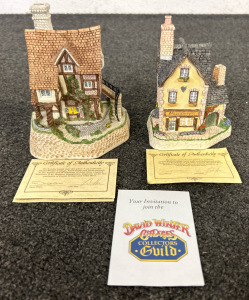 (2) Authentic David Winter Cottage From The Midlands Collection Collectibles