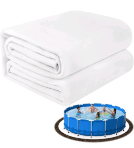 15FT White Pool Liner Pad,Seamless Above Ground Pool Liner, 280G/M&sup2; Pre-Cut Heavy Duty Round Pool Liner Pad,Durable Geotextile Material,Puncture Protection,Extend Liner Life