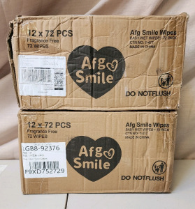 (2) Afg Smile Sensitive Baby Wipes - Box of 12 Packs, 72 Count Each