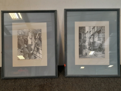(2) 1'5" x 1'9" Framed Graphite Drawings
