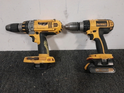 (2) 18V Dewalt Drills & (1) Battery
