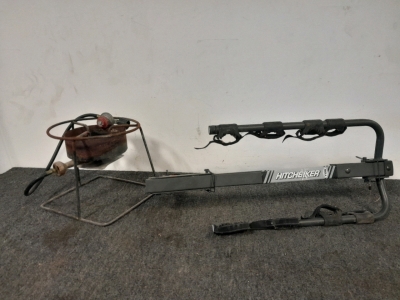 Vintage Metal Gas Stove & Hitchbiker Bike Rack for Car