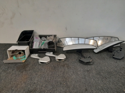 (2) Pivoting Windshield Mirror Brackets, (4) Large Vehicle Mirrors, Water Pump Repair Kit & More
