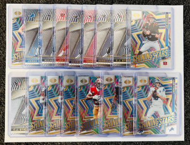 (17) Collectible Prizm Style Football Cards: Henry, Stroud, Burrow, Kelce, Goff, Paraons, Lawrence and More