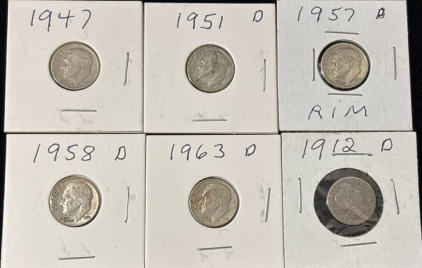 1947-1963 Liberty Dimes Including 1912 Barber Dime