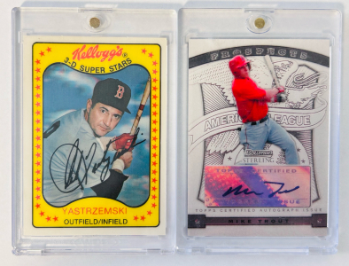 Collectible Sports Cards: Kellogg's 3-D Super Stars "Carl Michael Yastrzemski" and Topps Certified Autographed Issue "Mike Trout"