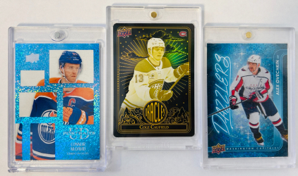 (3) Collectible Hockey Cards: Connor McDavid, Alex Ovechkin, and Cole Caulfield