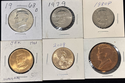1968 Kennedy Half Dollar, Susan B Anthony Dollar, And Sacajawea Dollar Coin
