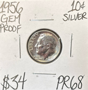 1956 PR68 Gem Proof Silver Roosevelt .10c