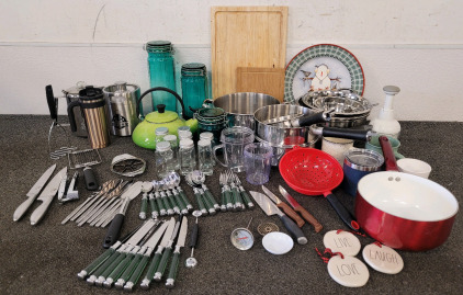Kitchen Supplies, Including Pots, Silverware