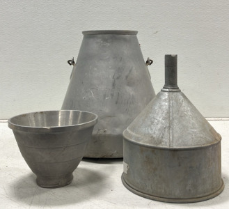 (1) Milk Jug (1) Vintage Funnel (1) Vintage Piece
