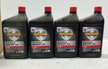 (4) -1 Quart- Bottles of Chevron Havoline 2-Cycle Engine Oil