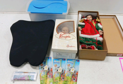 (2) Vintage Dolls (3) Sip N Sound Straws (1) Container (1) Support Pillow
