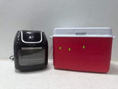 (1) Air Fryer & (1) Red Rubbermaid Cooler
