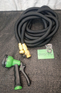 (1) 50-Foot Garden Hose W/ Hand Sprayer & (1) Box Of Assorted Amazon Overstock