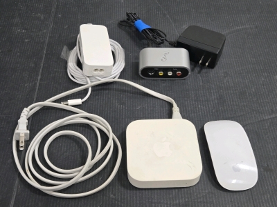 Apple Airport Express 802.11n (Wireless Router & Music Streaming Device) / +$50 Value! , Apple Wireless Mouse , & More!