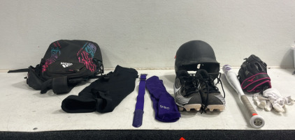 (1) Backpack of Youth Softball Equipment