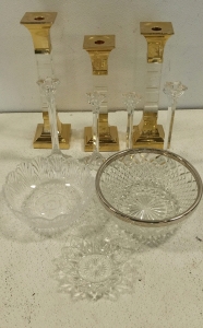 (1) Lot of Mikasa Crystal Dinnerware and Candle Holders