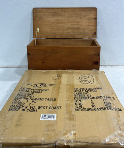 (1) Wooden Chest (1) Brand new Wooden End Table