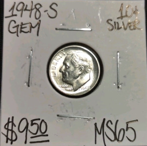 1948-S MS65 Gem Silver Roosevelt Dime
