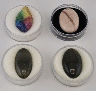 (4) Large Cut & Polished Gemstones: 31.40ct Solar Quartz Rainbow, 53.20ct Polygram Jasper, 32.70ct Labradorite Untreated, 45.95ct Labradorite Untreated