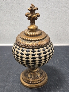 Mackenzie-Childs Courtly Check Globe Canister w/ Lid - 18"H / +$100 Value!